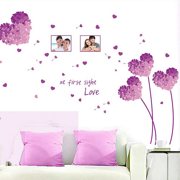Decal Dán Tường Trái Tim Tím DH050