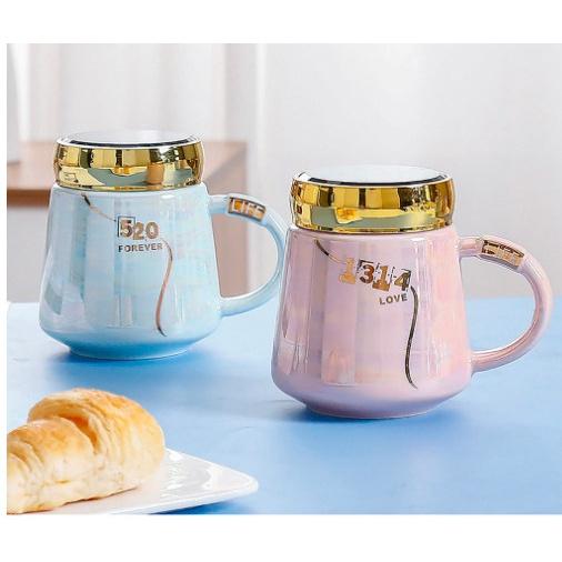 CỐC UỐNG NƯỚC SỨ NẮP GƯƠNG ÁNH TRAI CAO CẤP