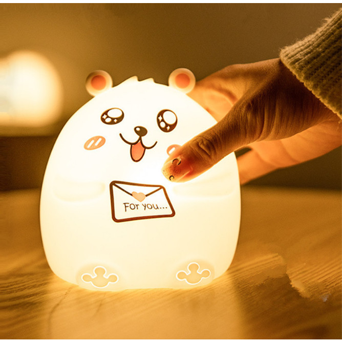 Đèn ngủ cho bé để bàn cảm ứng chạm đổi màu phát sáng hình chú gấu ngộ nghĩnh