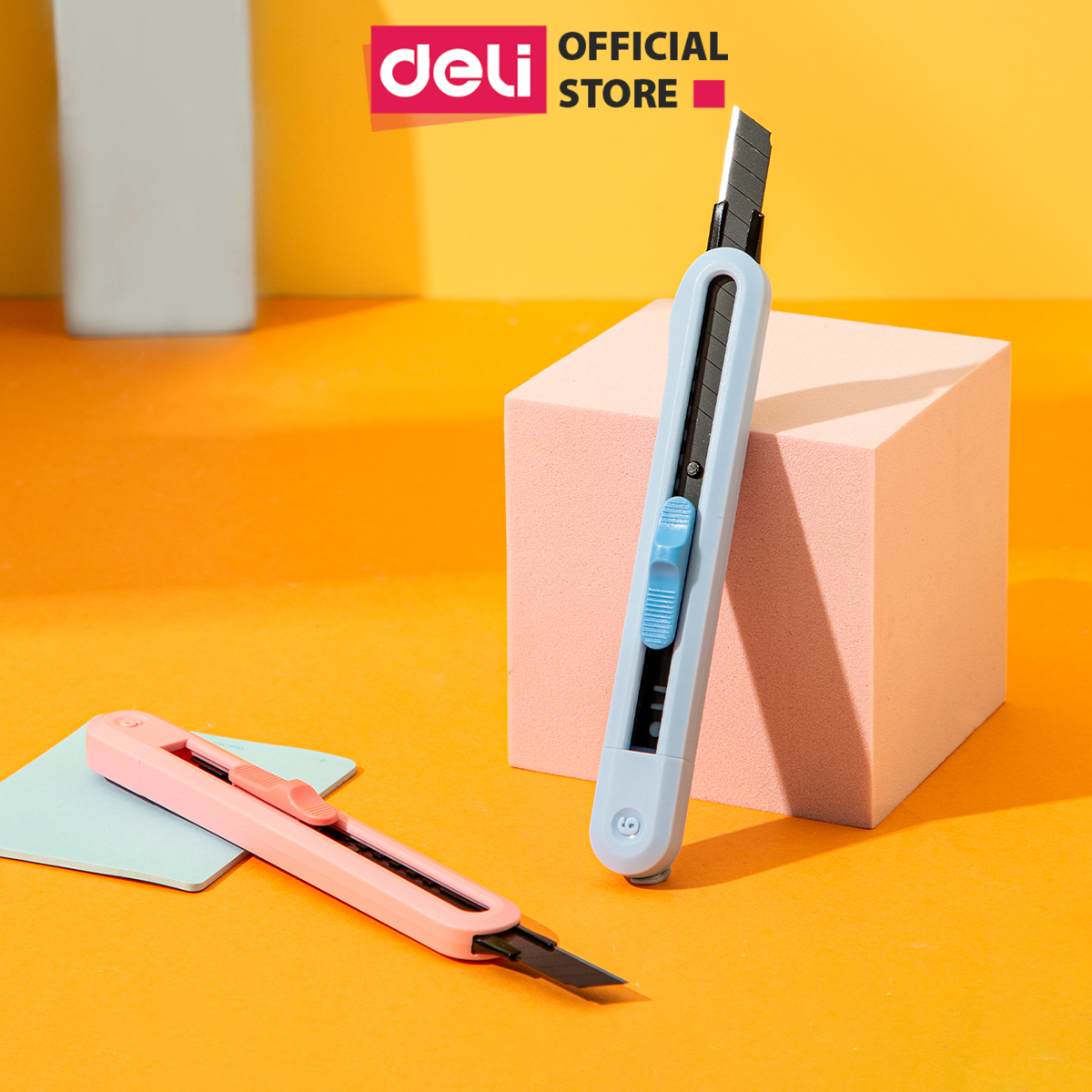 Dao Rọc Giấy Lưỡi Dao Đen Văn Phòng Deli - Rọc Giấy Cắt Thủ Công DIY - CD063