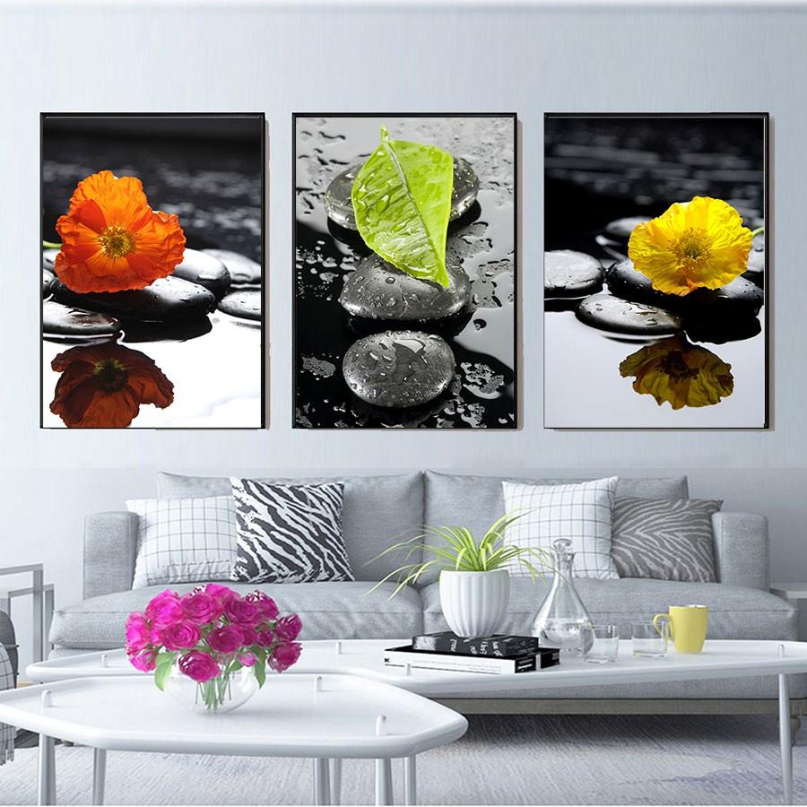 Bộ ba tranh trang trí spa hút tài lộc về nhà - tráng gương cao cấp