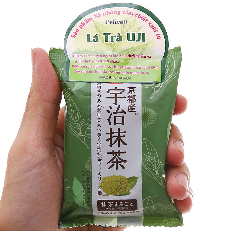 Xà Phòng Tắm Trắng Da Chiết Xuất Trà Xanh Pelican Family Soap Uji Green Tea