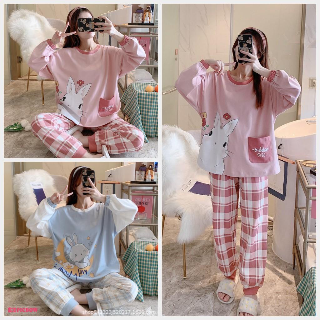 Set Đồ Bộ ngủ dài tay cotton thun sữa hoạt hình kute DDTT04