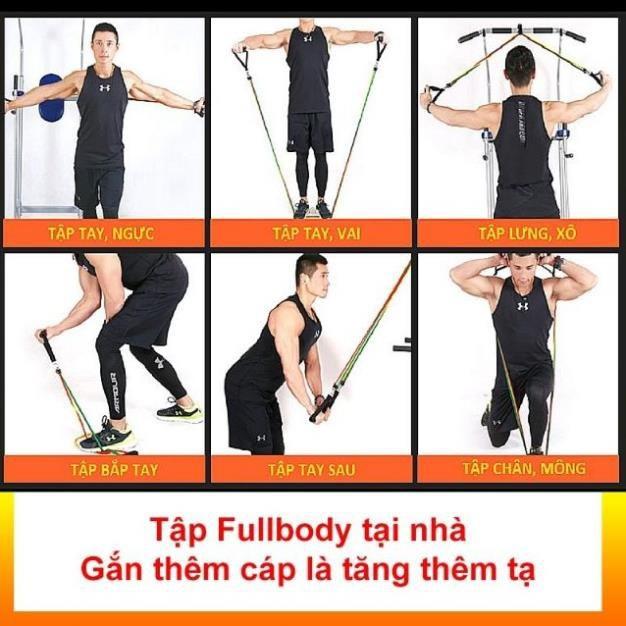 BỘ 5 DÂY NGŨ SẮC TẬP FULL BODY ĐÀN HỒI KHÁNG LỰC 11 MÓN TẬP GYM TẠI NHÀ TIỆN ích