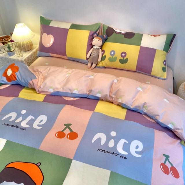 Set Chăn Ga Gối Hàng Nhập Khẩu Cao Cấp 4 Món 100%cotton Cô Bé Mùa Thu Ngộ Nghĩnh