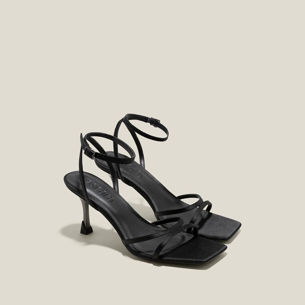Vascara Sandal Quai Satin Mảnh Nhấn Gót Hiệu Ứng Aluminium - SDN 0764