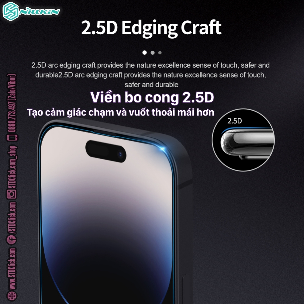 KÍNH CƯỜNG LỰC DÀNH CHO ĐIỆN THOẠI IPHONE 14 PRO NILLKIN H+PRO 0.2mm