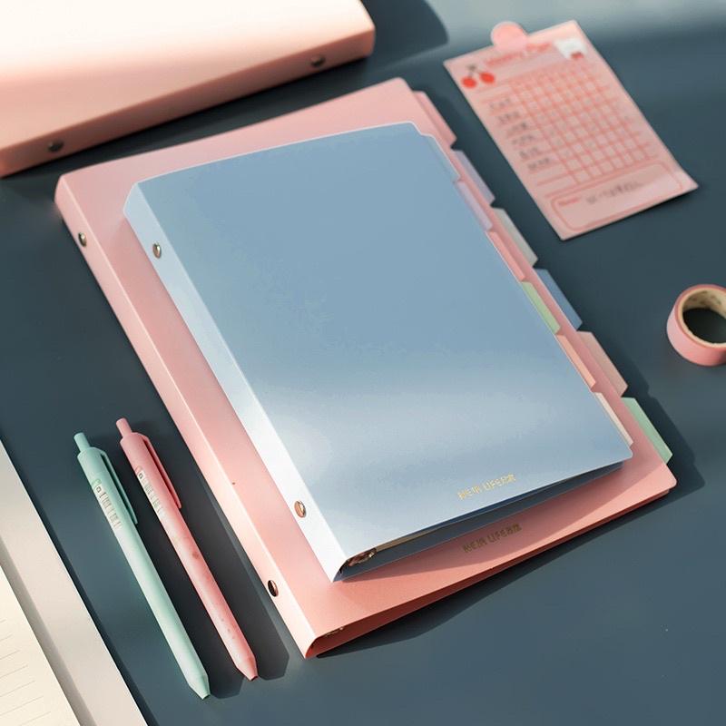Sổ còng (binder) tông màu morandi (pastel) kèm 20 tờ giấy line và 6 tab phân trang size A5 B5
