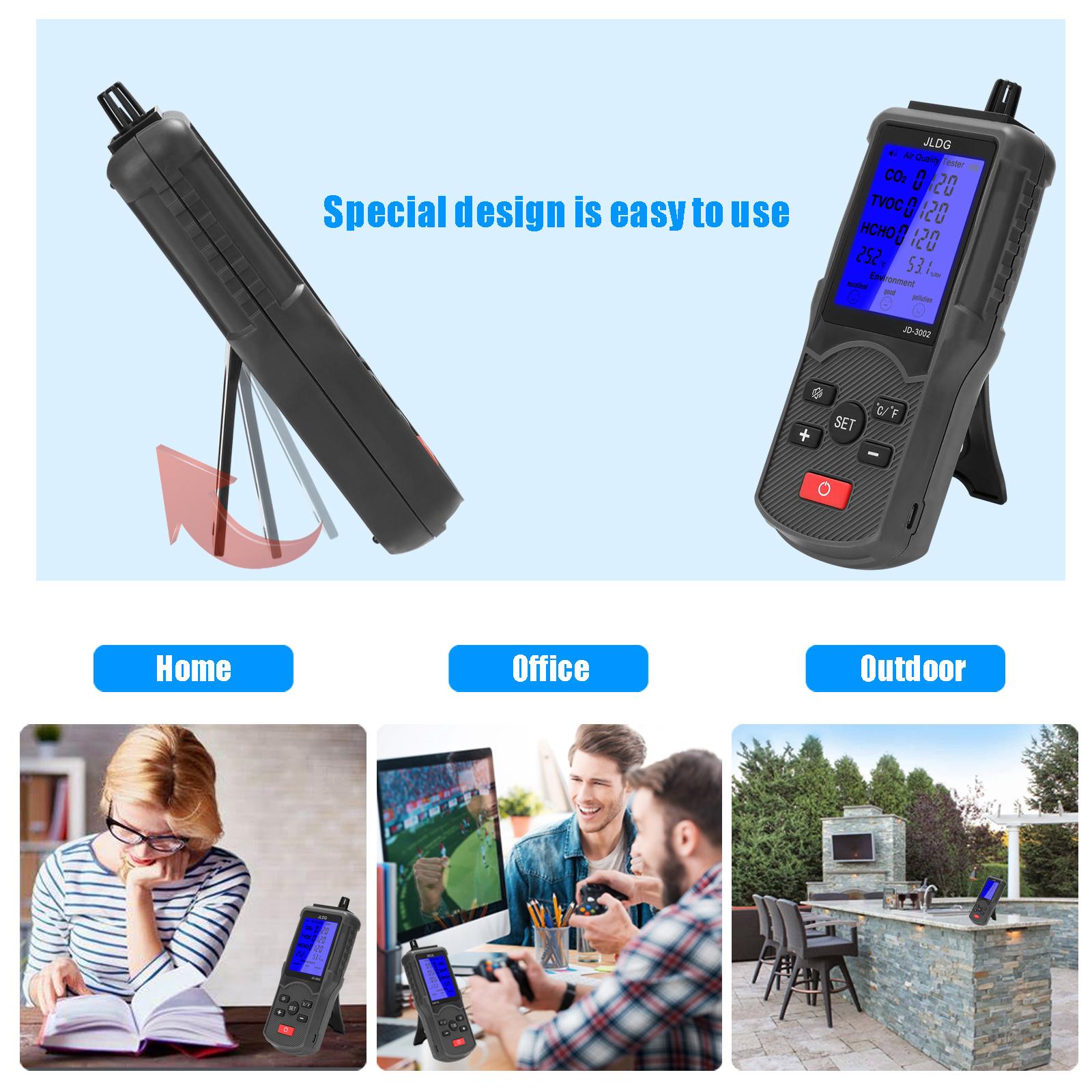Multifunctional Air Quality Tester CO2 TVOC Meter Temperature Humidity Measuring Device with USB Cable