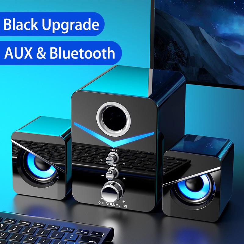 Loa có dây USB AUX 3,5 mm cho máy tính Loa kết hợp âm thanh nổi Bass 2 * 3W Máy nghe nhạc Loa siêu trầm Máy tính để bàn Máy tính xách tay PC TV Màu sắc: Đen Nâng cấp