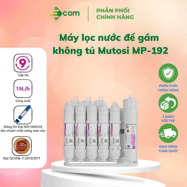 Máy lọc nước Mutosi MP-192, Hàng chính hãng, Bảo hành 36 tháng hệ thống điện - 1 đổi 1 màng lọc Ro trong 12 tháng.