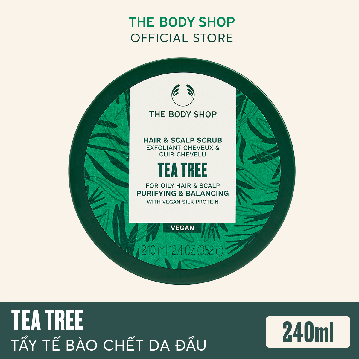 Tẩy Tế Bào Chết Da Đầu The Body Shop Hair &amp; Scalp Scrub Tea Tree 240ml