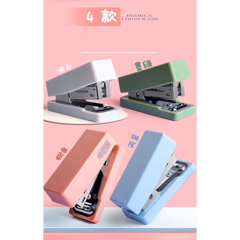 Bấm ghim giấy mini Pastel dập ghim kẹp tài liệu văn phòng phẩm Lalunavn dễ thương B128