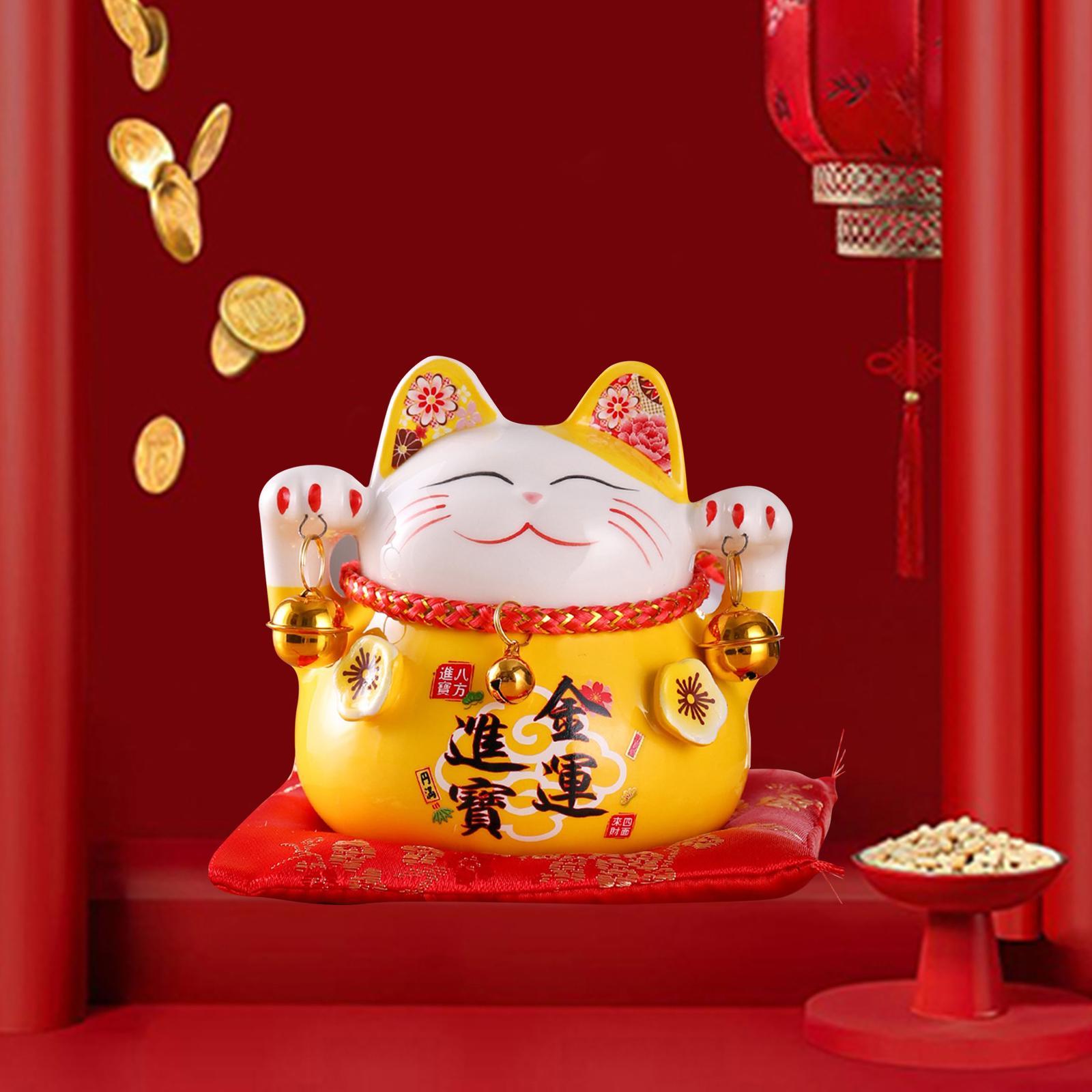 Fortune Cat Piggy Bank Japanese Decor Fengshui Creative Wealth for Home