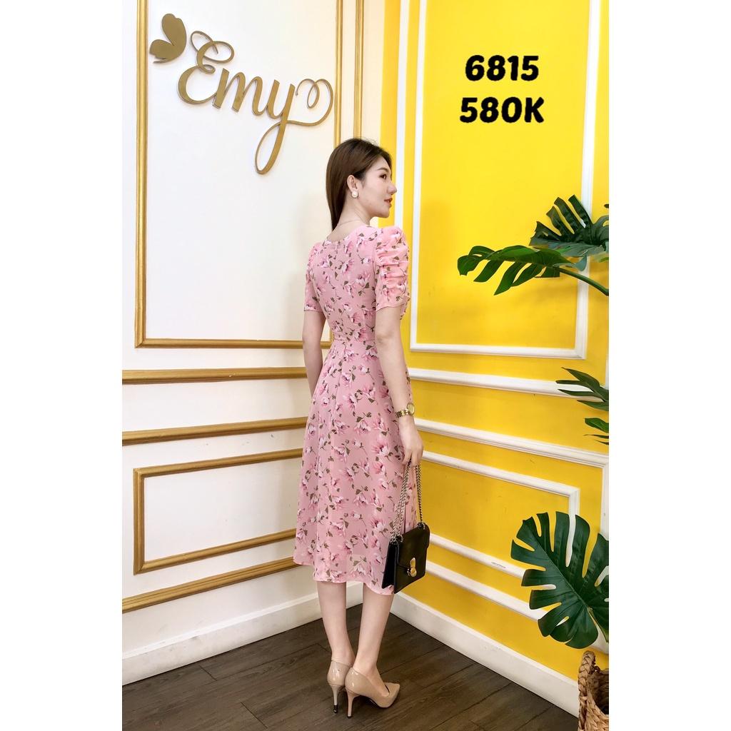 Đầm EMY EM6815 Xoè Hồng Cổ Tròn