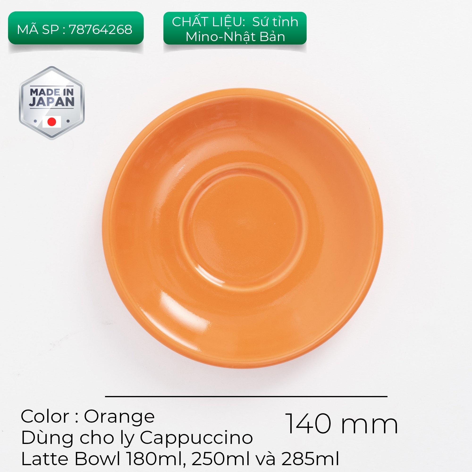 Đĩa sứ Origami Cappuccino Latte Bowl Saucer 140mm