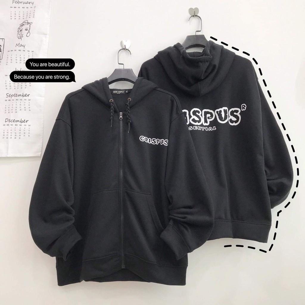 Áo Khoác Nỉ Bông CRISPUS Dây Kéo Form Rộng Unisex