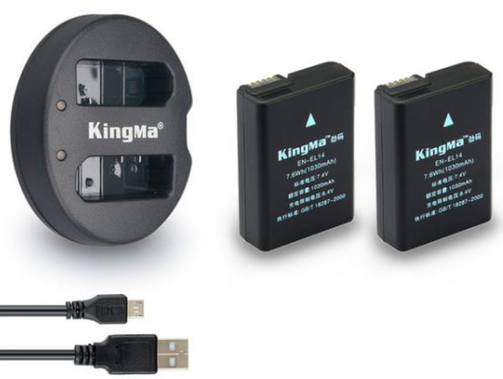 Combo 2 pin 1 sạc đôi Kingma cho Nikon EN-EL14, Hàng chính hãng