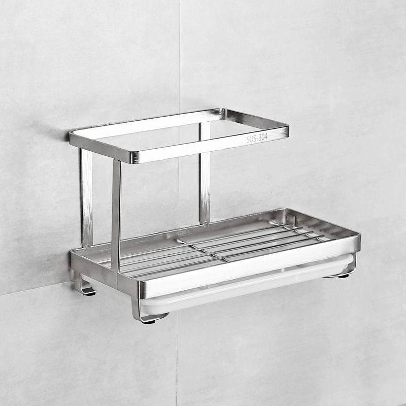 Kệ để dụng cụ rửa chén bát 2 tầng Inox 304 cao cấp có khay thoát nước tặng keo dán tường siêu dính