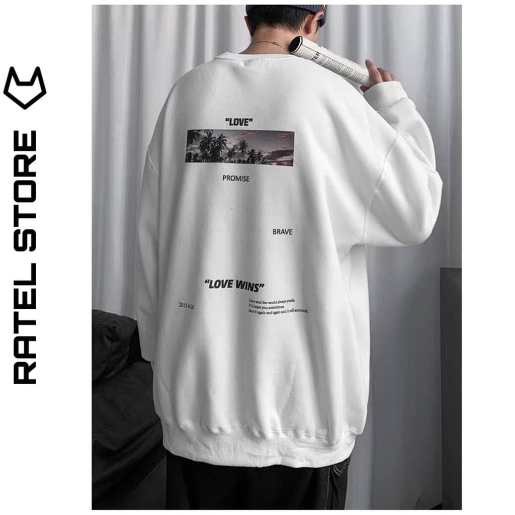 Áo Sweater Nỉ Bông Love Wins Thu Đông Ulzzang Unisex Form Rộng