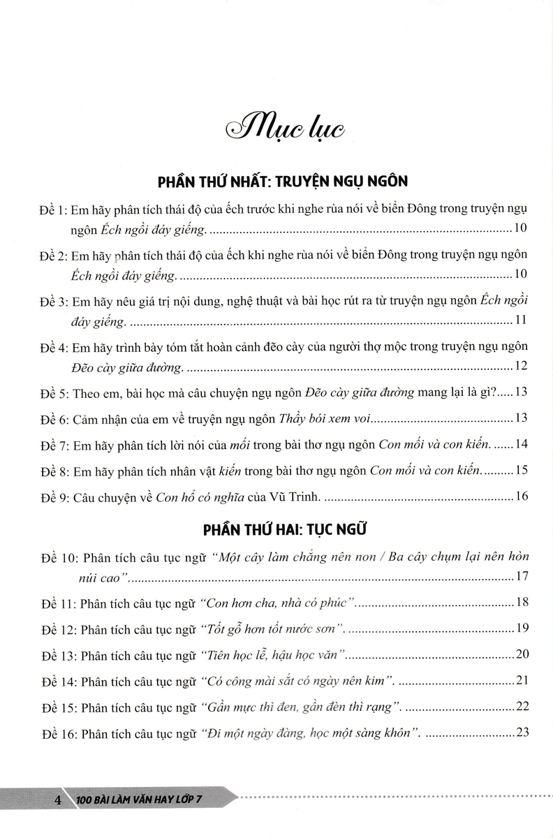 100 BÀI LÀM VĂN HAY LỚP 7