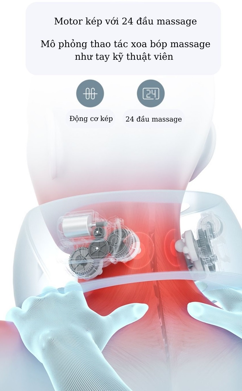 Gối massage cổ vai gáy Jeeback U3 đa năng nhanh chóng làm dịu cơn đau vai gáy với nhiệt nóng và con lăn, máy massage cổ vai gáy chuyên nghiệp