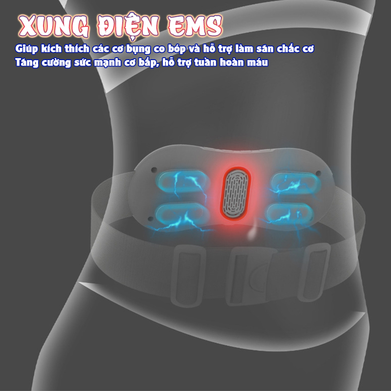 Máy massage bụng pin sạc Nikio NK-161 - Công nghệ xung điện kết hợp chườm ấm