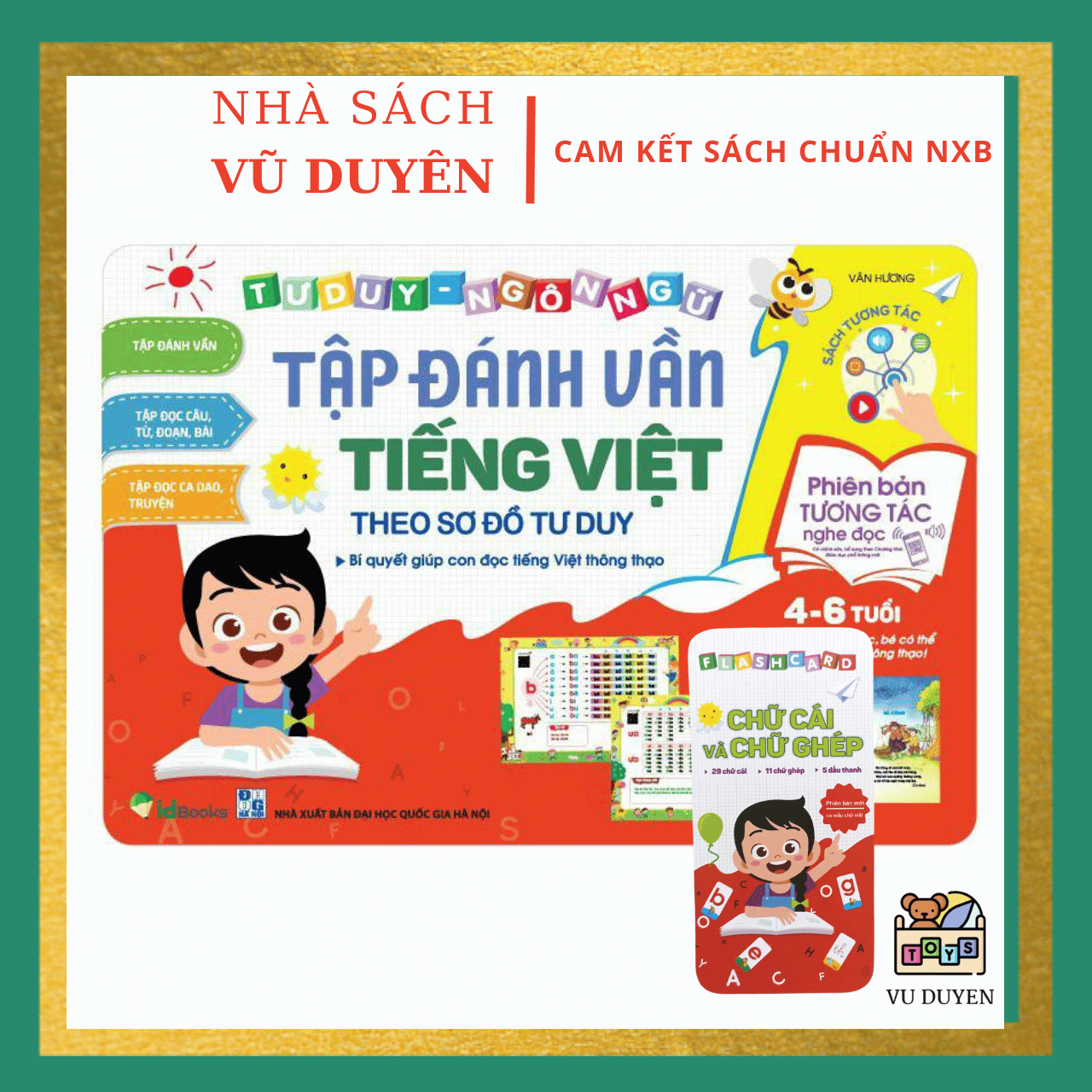 Sách - Tập đánh vần Tiếng Việt theo sơ đồ tư duy bé từ 4-6 tuổi phiên bản âm thanh 4.0 tặng kèm bộ thẻ chữ cái và chữ cái