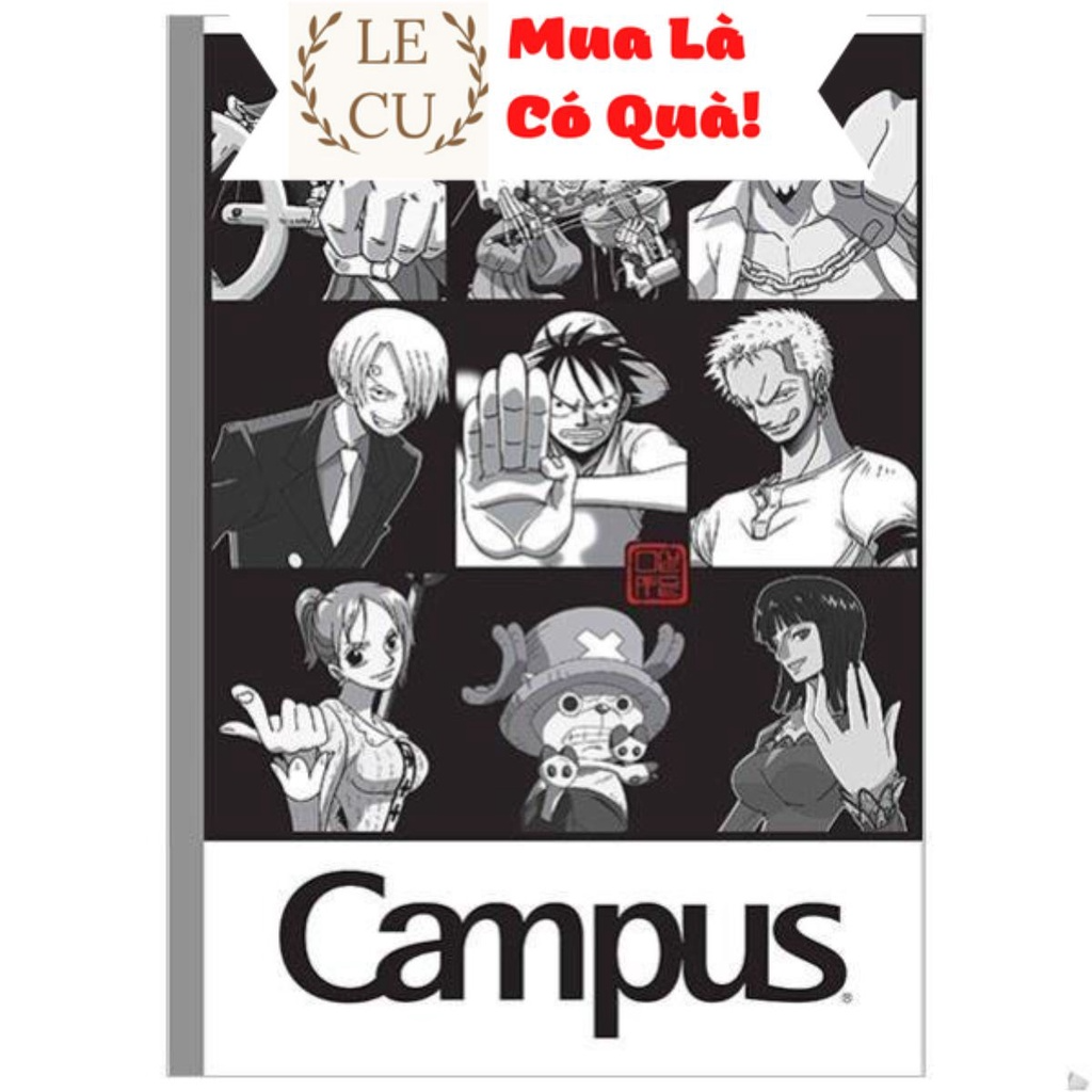 Tập Học Sinh B5 Kẻ Ngang Có Chấm 120 Trang - Campus One Piece Black &amp; White