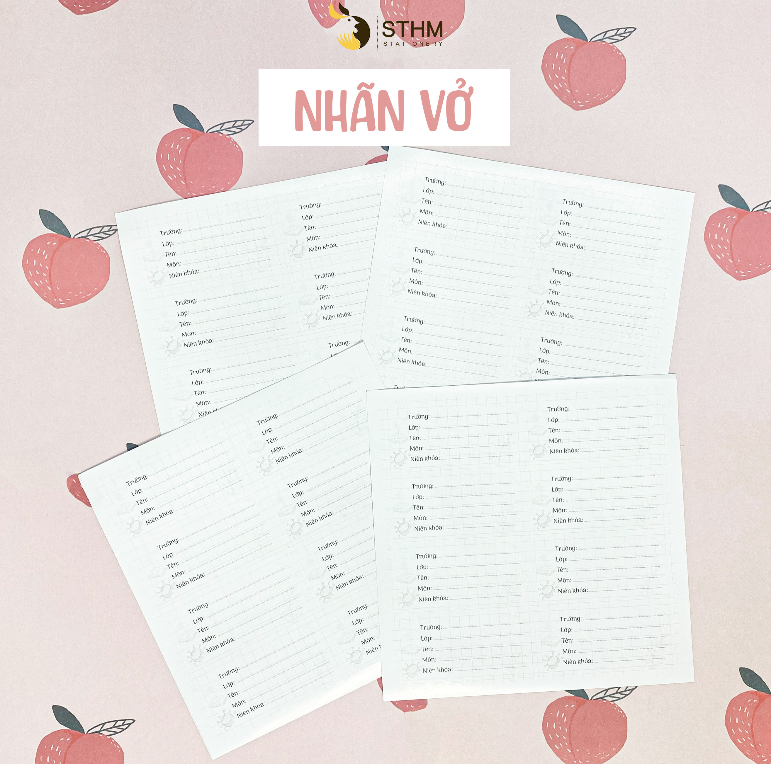 [STHM stationery] - Set 32 nhãn vở basic - 7.2x3.6cm