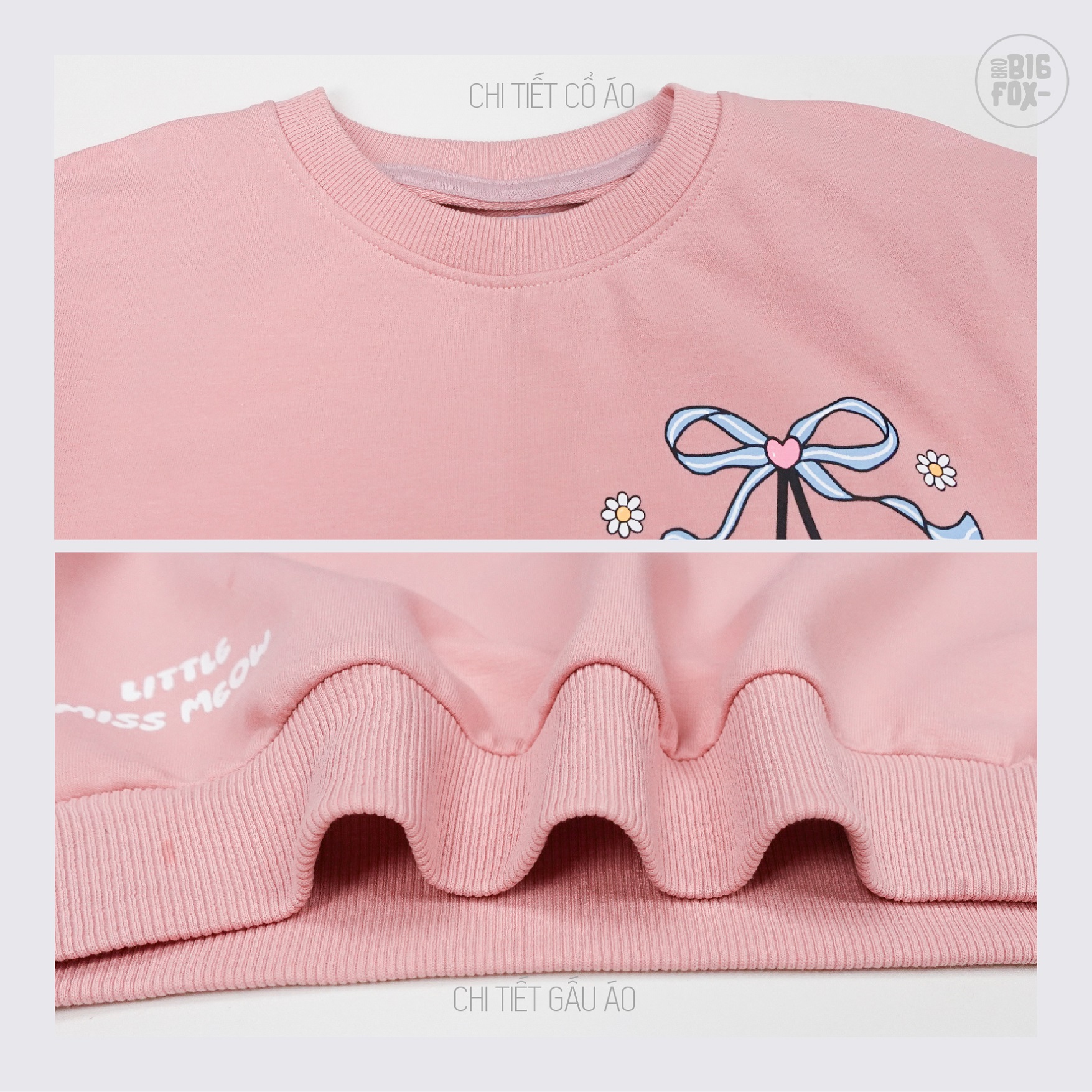 Bộ đồ thu đông cho bé gái Bigfox Miss meow size đại áo nỉ dài tay quần jogger cỡ trẻ em 3-11 tuổi