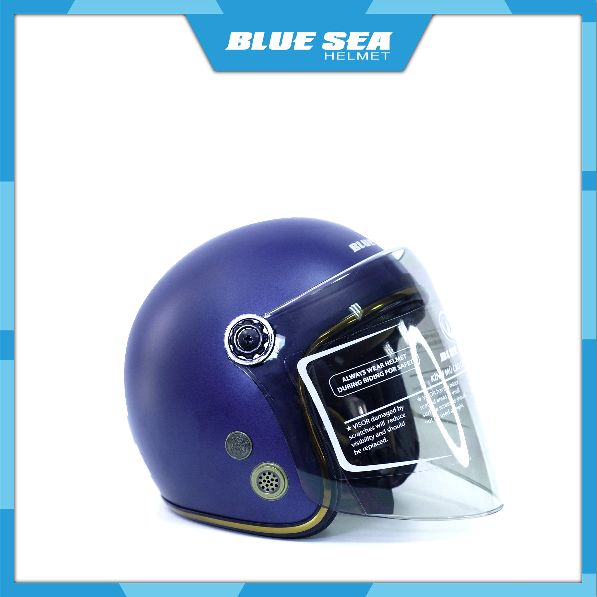 Mũ Bảo Hiểm 3/4 - Blue Sea A100K - Có Kính Chắn Gió Cao Cấp - Chính hãng