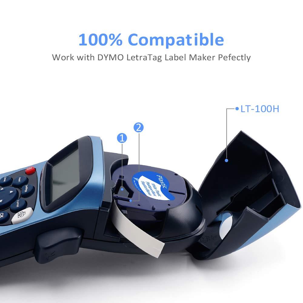 91201 91200 12mm * 4m Tương thích cho DYMO Letra Tag Nhãn Băng 12267 18771 91202 91203 91204 91205 Máy In Nhãn Nhựa Miếng Dán