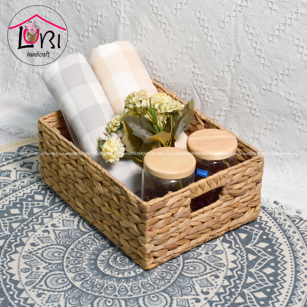 Lubihandicraft - Sọt đựng đồ lục bình hình chữ nhật bộ 3 - đơn giản, mộc mạc