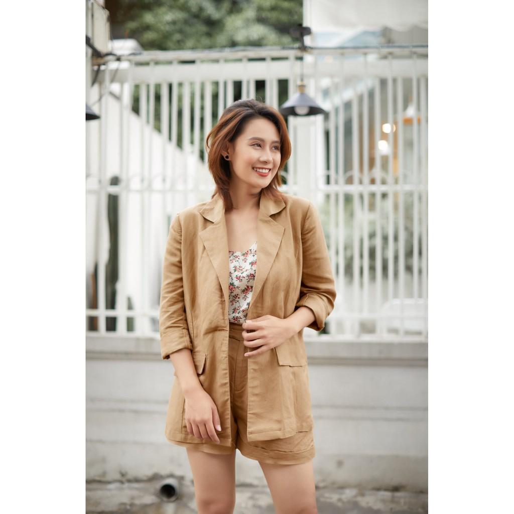 (Có bán rời) Set Vest, BLAZER nữ LINEN cao cấp - Màu KAKI