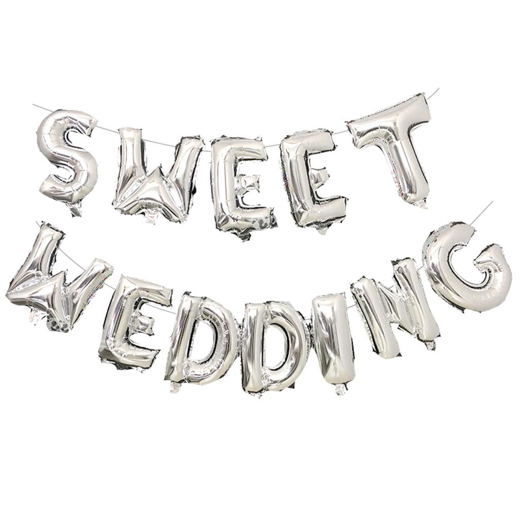 Sweet Wedding Foil Balloon Bunting Banner Wedding Party Decoration Champagne