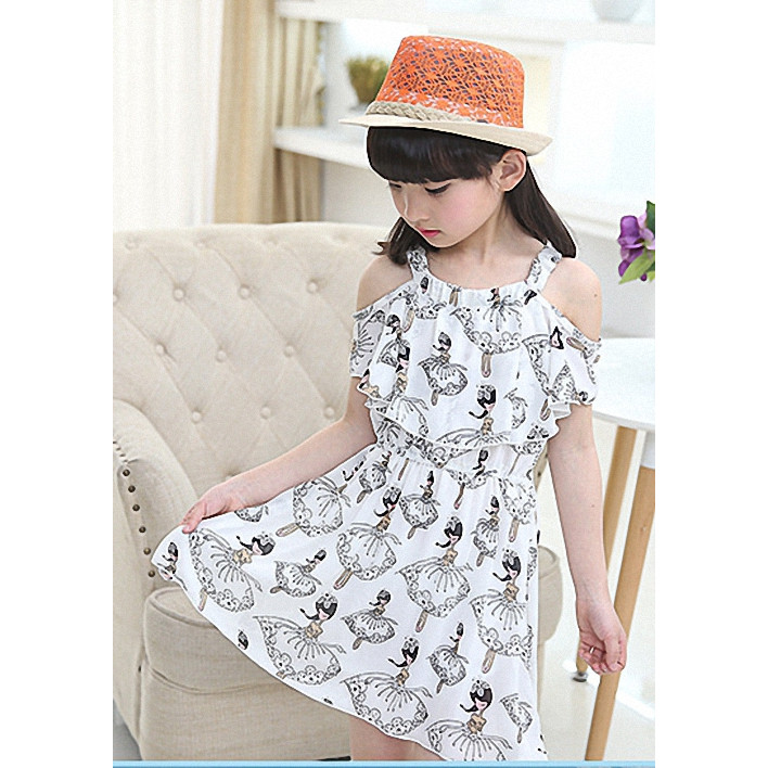 Đầm hở vai bé gái từ 3 đến 14 tuổi - DHV015