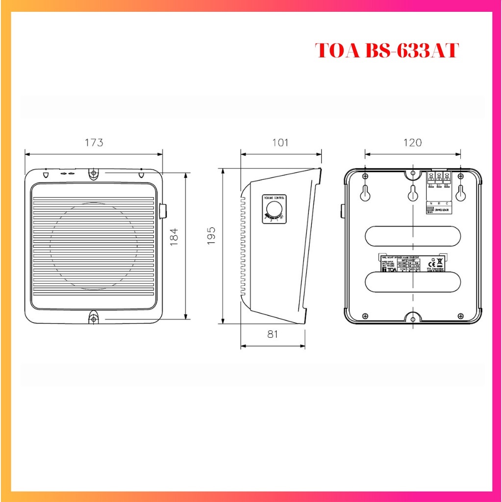 Loa hộp treo tường 6W TOA BS-633AT - Hàng Chính Hãng