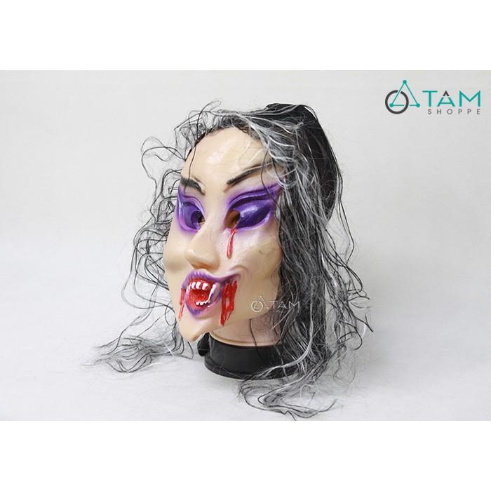 Mặt nạ cao su Halloween mắt xếch tím HLW-MN-50