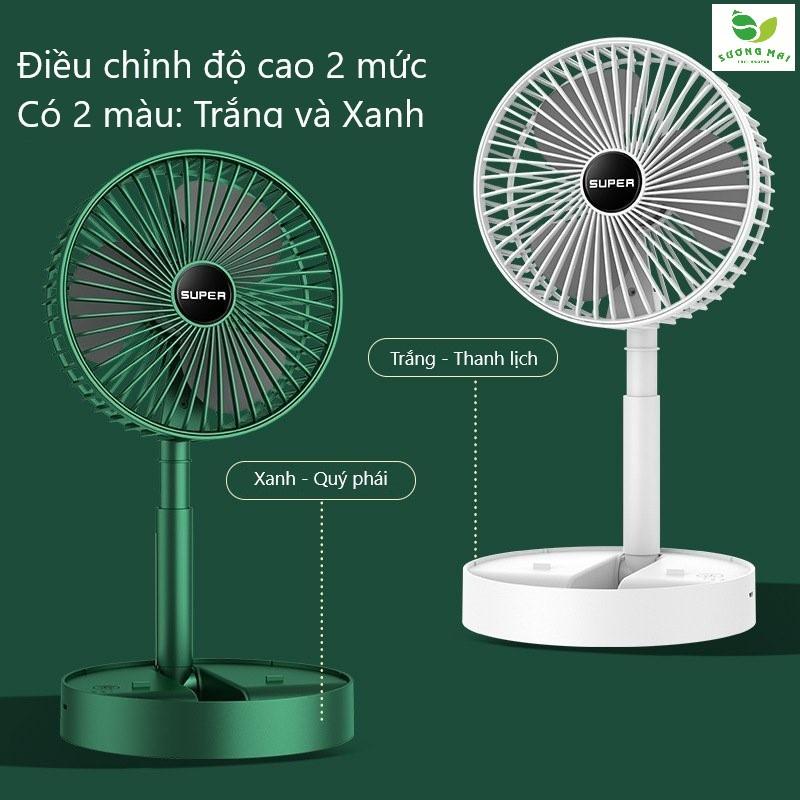 Quạt mini sạc USB gấp gọn, tích điện và điều chỉnh độ cao tiện lợi