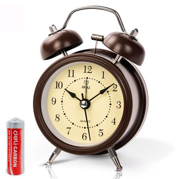 Đồng Hồ Báo Thức - Deli 9024 - Màu Nâu