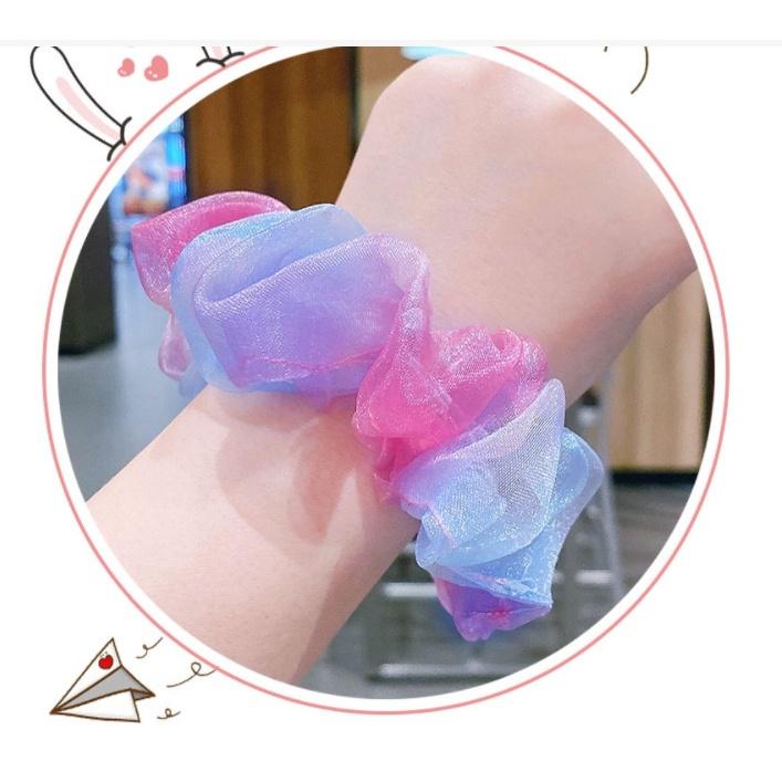 Cột tóc hottrend Scrunchies bản to kim tuyến cầu vồng búi tóc đẹp kiểu Hàn Quốc Tatitava