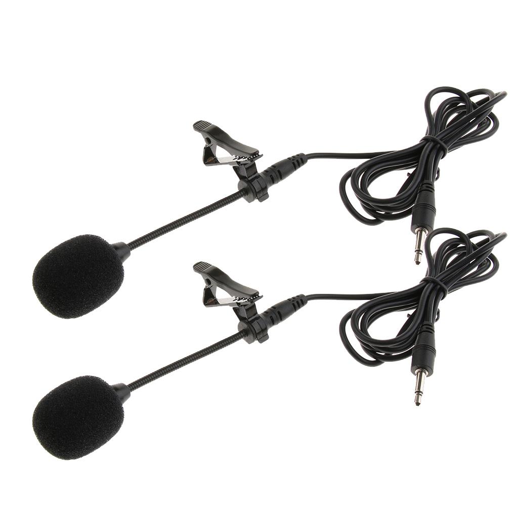 2pcs 3.5mm Mono Plug Clip on Lavalier Lapel Mic Microphone for Loudspeaker