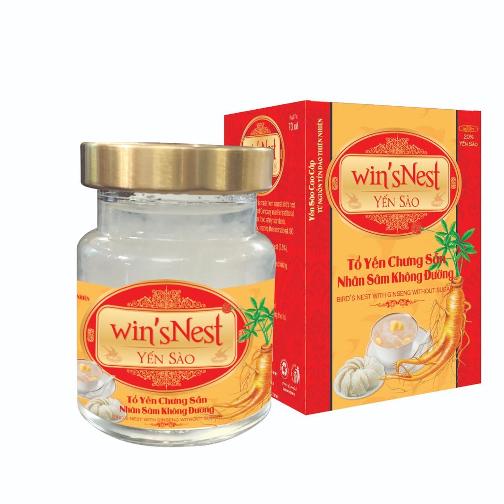 Combo 12 lọ Yến Sào Win'snest Tổ Yến Chưng Sẵn Nhân Sâm Không Đường 20% (70ml/ Lọ)