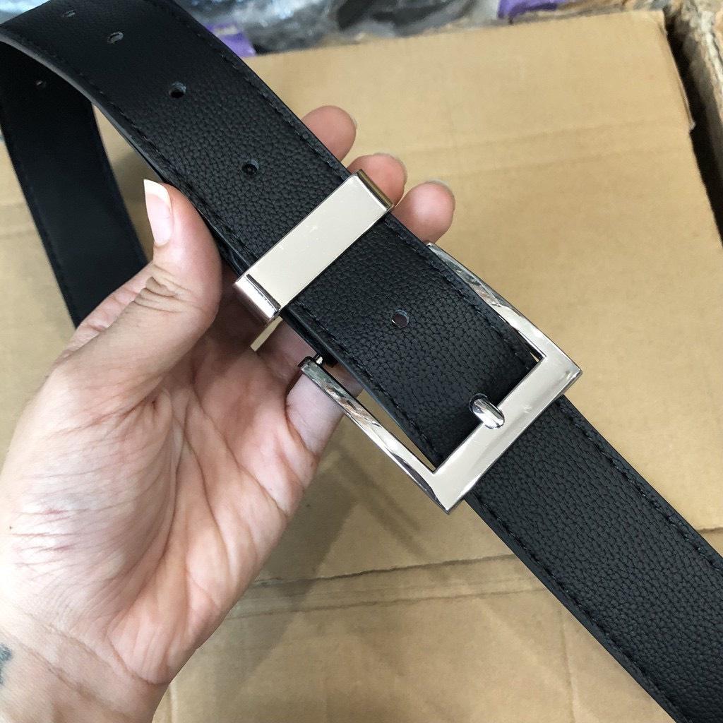 Thắt lưng dây nịt bản to Unisex Maxshopdoc vuông nam nữ cao cấp mặt chì Caption bản 3.3cm