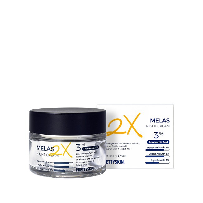 Combo 3 Serum Melas X Plus, Kem nám ngày Melas 2X Day Cream và kem đêm Melas 2X Night Cream Prettyskin (3 sản phẩm)