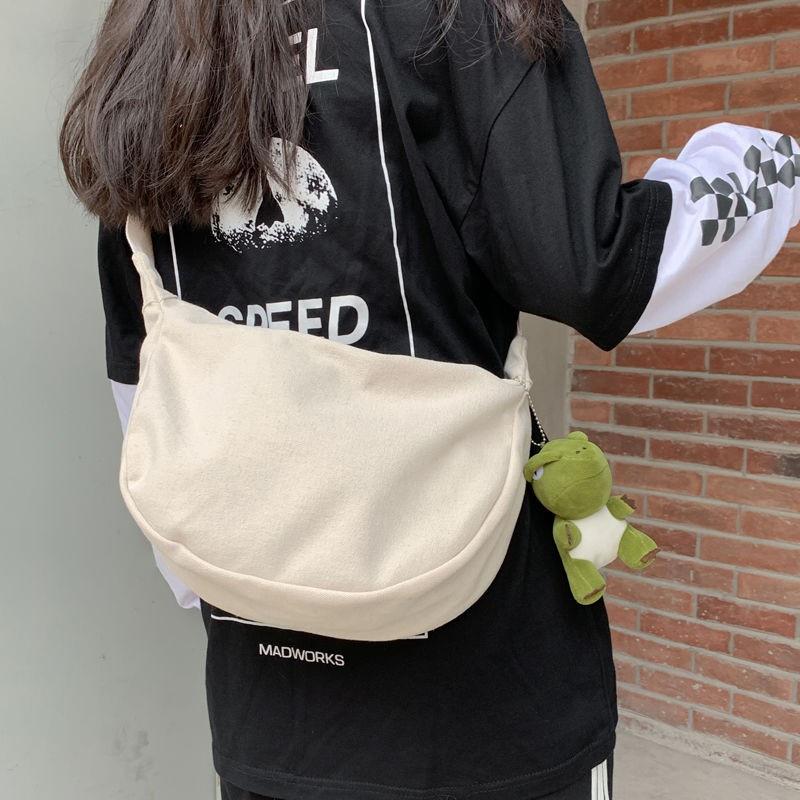 Túi Đeo Chéo Thời Trang Canvas Hình bán nguyệt , Phong Cách Ulzzang Dành Cho Học Sinh, Sinh Viên