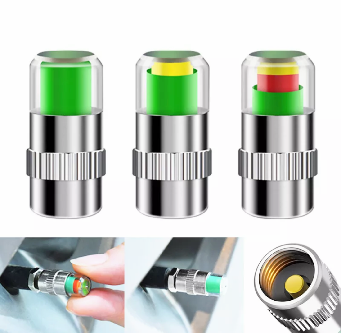 COMBO BỘ 4 NẮP VAN ĐO BÁO ÁP XUẤT LỐP XE MÁY XE HƠI ÔTÔ TỰ ĐỘNG THÔNG MINH MẪU MỚI HÀNG CAO CẤP