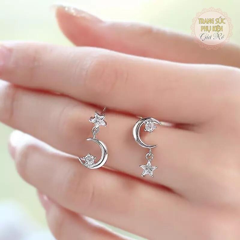 Bông tai trăng sao cực cute HT173, S925 xinh xắn, sale giá rẻ