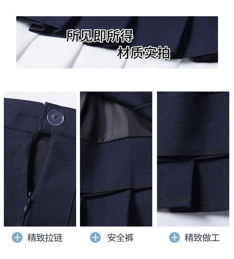 SHUANGYAN Váy xếp nếp nữ xuân hạ váy ngắn màu đen âu phục sinh viên ngắn eo cao chữ A lộ ra gầy nửa người váy